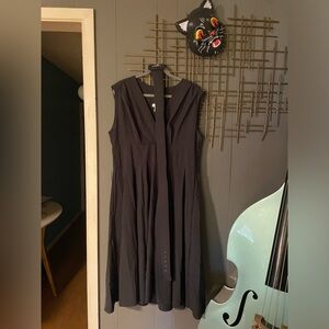 Charcoal swing dress with belt